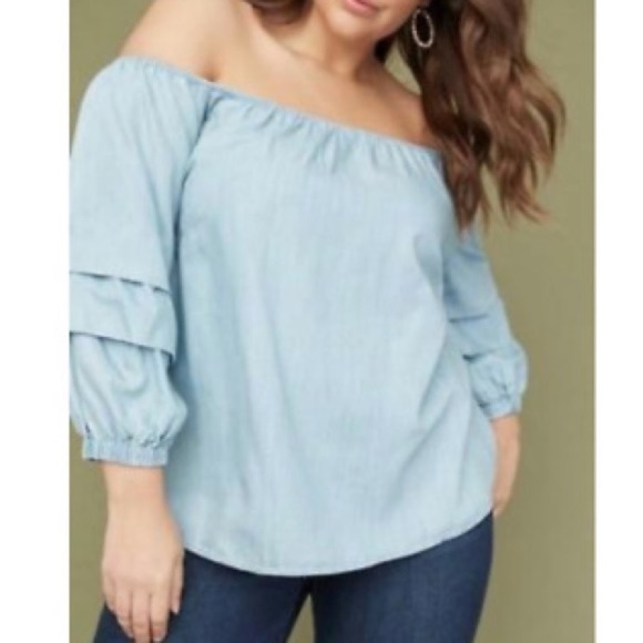 Lane Bryant Tops - Lane Bryant Off Shoulder Chambray Top Size 14/16